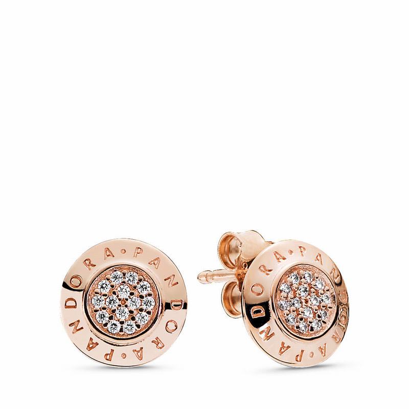 Pandora Rose™ Signature Stud Earrings - Pandora Rose/Cubic Zirconia - Canada | ZW9690LY